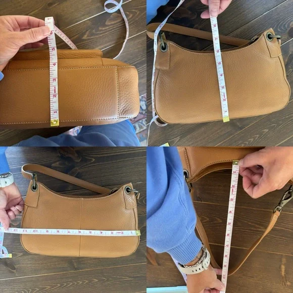 Vintage Fossil Genuine Leather Shoulder Bag Tan Top Grain Leather  Classic Y2K - Picture 2 of 15